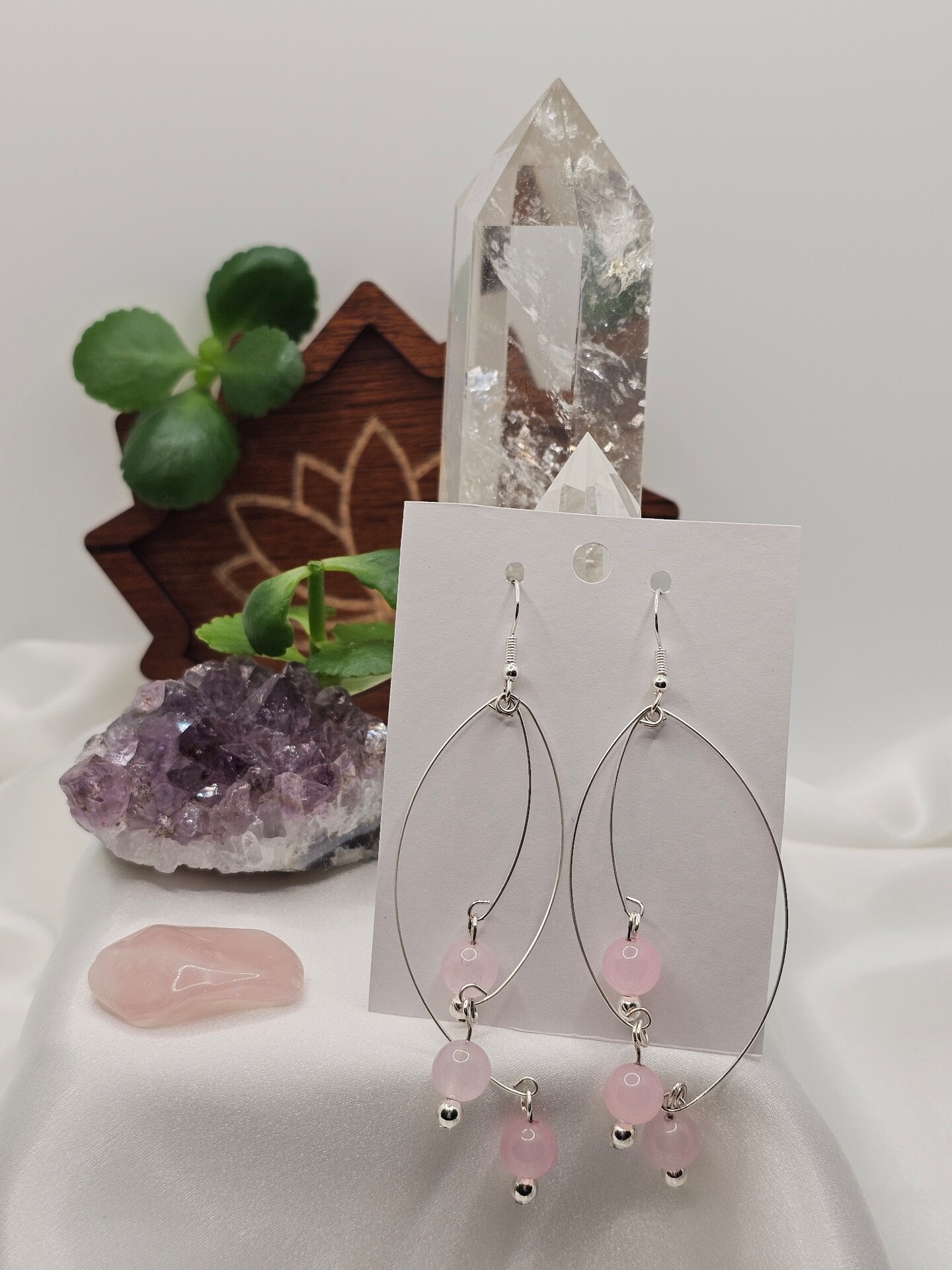 Reiki Healing Jewelry Natural Crystal Quartz Earrings Small Stone Point  Pendulum Column White Clear Quartz Dangle Earrings Women - Dangle Earrings  - AliExpress